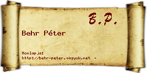Behr Péter névjegykártya